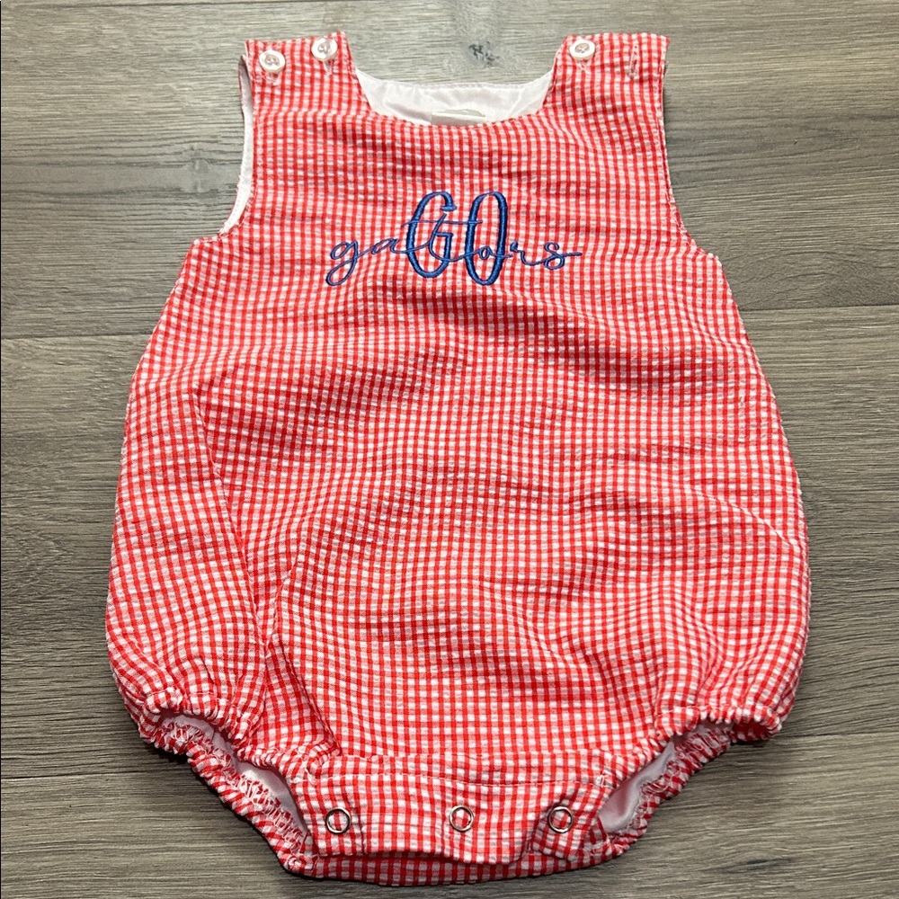 Red Gingham Kids Romper Go Gators NEW